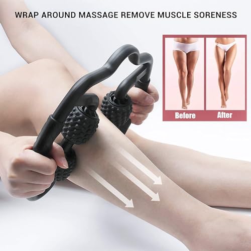4 Wheels Foam Roller Muscle Massager for Leg Neck Hand Arm,Trigger Point Muscle Relax Massager Indoor Sports Yoga Bodybuilding Equipment (Purple) - color: Purple