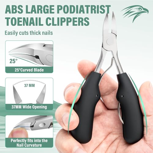 Upgrade Large Toenail Clippers for Thick Nails for Seniors Non-Slip Long Handle, Slanted Eagle Beak Angled Nail Clippers, Wide-Mouth Splash-Proof Curved Precision Ingrown Nail Cutter for Men Women - style: Modern