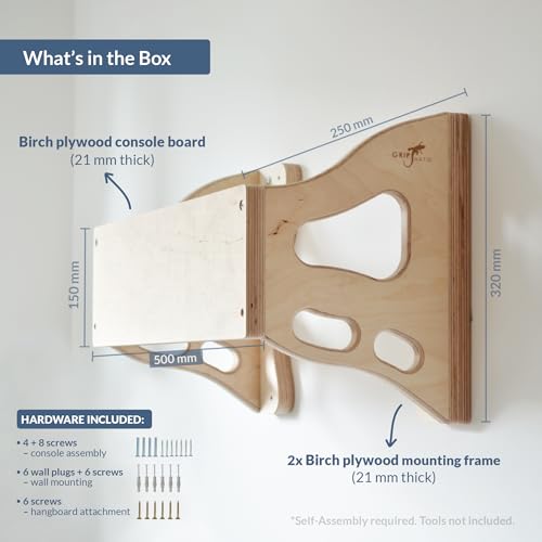 Wall Mount for Hangboards - Wall Mounting Hangboard Holder - Compatible with Standard Climbing Fingerboards - 120kg Load Capacity - Waveline Wood - style: Waveline Wood