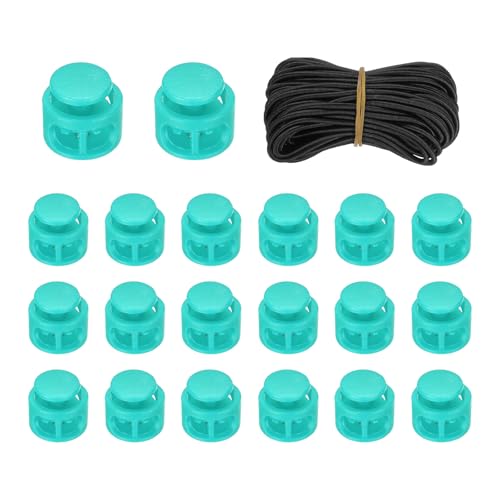 uxcell 20 Pcs Double Hole Cord Locks with 32.8 ft Elastic Cord, 14mm Nylon Spring Toggle Stopper Clip for Backpack Shoelaces Drawstring Paracord Pants, Teal - color: Teal, size: 14mm
