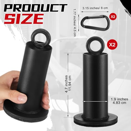 Lasnten 2 Set Weight Loading Pin Fit 2 Inch Standard Weight Plate Heavy Duty Loading Pin with Carabiner for Cable Pulley LAT Pulldown System Home Gym Strength Training Equipment(Diameter 1.9 Inch) - size: 1.9'' D X 4.7'' H