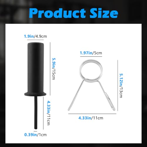 Weight Stack Pin Extender, 10mm x 110mm Gym Pin with Spring Clip Collar for Cable Machine & Home Gym, Fits 2" Weight Plates, Durable Steel Weight Stack Pin