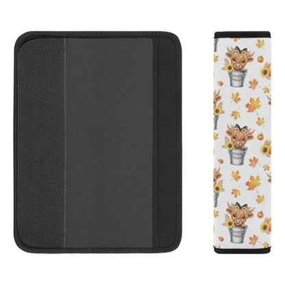 2PCS Fall Leaf Autumn Highland Cow Seat Belt Cover Breathable Automotive Seat Belt Protector for Adult Use, Most Cars, Pressure Relief - color: Pattern 248