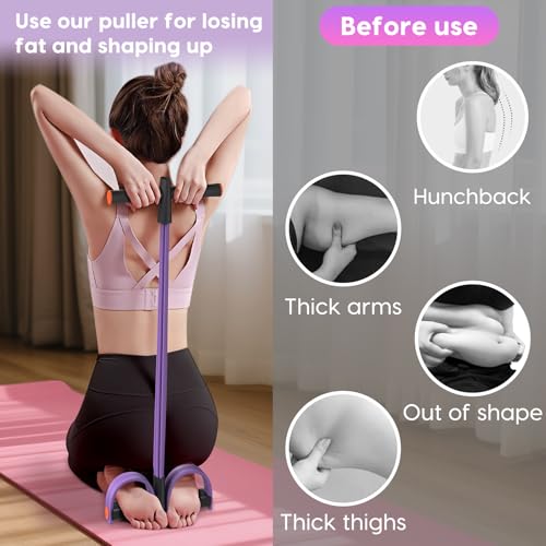 Resistance Bands with Handles, 6-Tube Elastic Pedal Resistance Band for Working Out, Durable Natural Rubber Exercise Bands, Multifunction Exercise Equipment for Abdomen, Waist, Arm, Leg Stretching - color: Purple