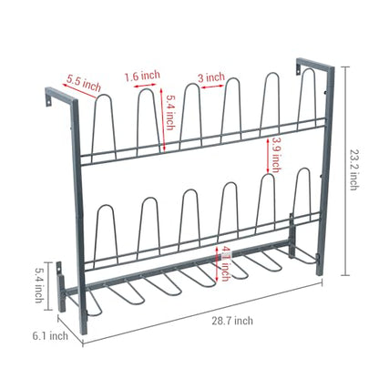 MyGift Premium Urban Gray Metal Hanging Shoe Rack for Walk in Closet, Mudroom and Entryway, Wall Mounted Space Saving Organizer for Shoes and Boots, Holds 9 Pairs - color: Grey (3 Tiers, 9 Pairs)