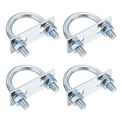 DTGN M10x42x67mm U Bolts Round Kit - 4Set - Carbon Steel U-Bolt Kit with Nuts, Washers, Frame Plate - Good for Pipe, Trailer, Automotive, Leaf Spring Fastener - size: M10x42x67mm