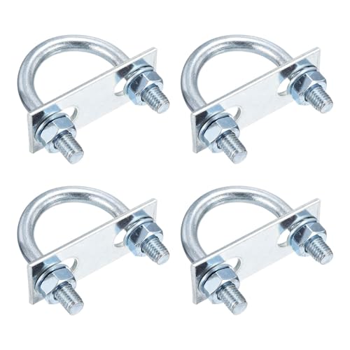 DTGN M10x42x67mm U Bolts Round Kit - 4Set - Carbon Steel U-Bolt Kit with Nuts, Washers, Frame Plate - Good for Pipe, Trailer, Automotive, Leaf Spring Fastener - size: M10x42x67mm