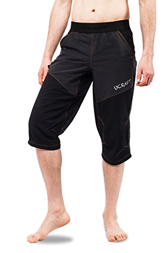 Ucraft "Xlite Rock Climbing Bouldering and Yoga Knickers ¾ Men's and Women's Capri Pants. Lightweight, Stretchy, Breathable - color: Graphite+, size: X-Small