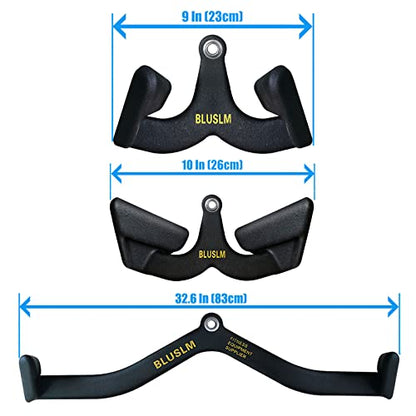 BLUSLM LAT Pull Down Bar for Cable Machine, LAT Pulldown Attachments T-bar V-bar Cable Attachment for Gym, Back Tricep Strength Training Handle - size: 3Pcs