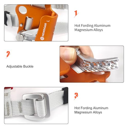 NewDoar Foot Ascender Riser Rock Climbing Mountaineering Equipment Climbing Device - color: Left Orange