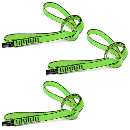 18MM Nylon Climbing Sling Runner 23KN CE2008/EN566 Strong Webbing Straps for Rock Climbing,Mountaineering, Rappelling, Swing, Yoga Hammock etc - color: Green, size: 60cm/ 24inch |Pack of 3