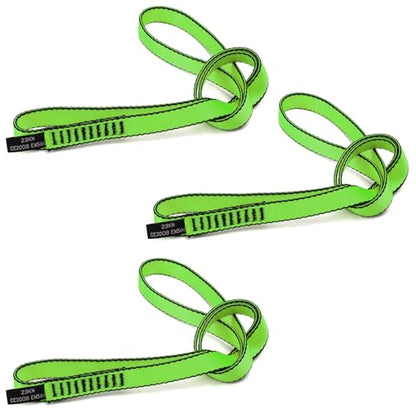 18MM Nylon Climbing Sling Runner 23KN CE2008/EN566 Strong Webbing Straps for Rock Climbing,Mountaineering, Rappelling, Swing, Yoga Hammock etc - color: Green, size: 60cm/ 24inch |Pack of 3