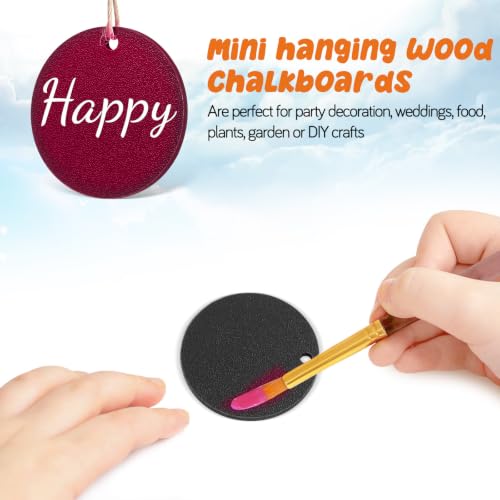 10pcs Round Mini Wooden Chalkboard Signs with Rope, Double-Sided Blackboards for Food Labeling and Memo Writing, Easy to Wipe Decorative Hanging Boards for Home and Party Use