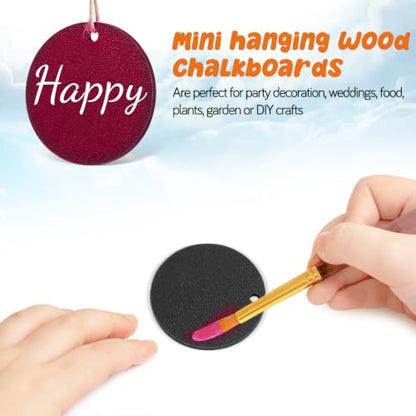 10pcs Round Mini Wooden Chalkboard Signs with Rope, Double-Sided Blackboards for Food Labeling and Memo Writing, Easy to Wipe Decorative Hanging Boards for Home and Party Use