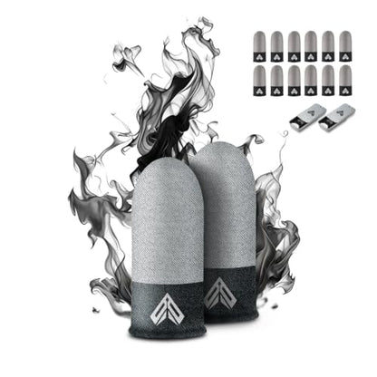 12PCS Gaming Finger Sleeves. 0.29MM Silver Fiber, Anti Sweat, Extremely Thin,Breathable Touchscreen dedales Gamer Finger Cover Thumb Sleeve Fit Phone Game Tablet Devices. - color: Gray(12pcs)