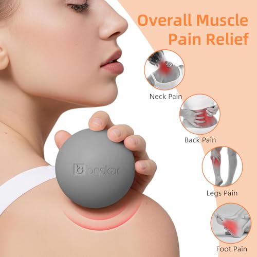 Massage Lacrosse Balls for Myofascial Release, Trigger Point Therapy | Foot Massage Ball to Relieve Plantar Fasciitis, Muscle Soreness - color: Gray