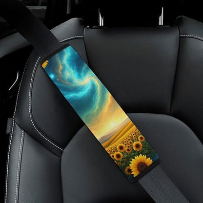 2PCS Soft Padded Car Seat Straps Shoulder Pads for Adult Use, Most Cars, Sunflower Starry Sky Shoulder Protector, Shock Absorption - color: Pattern 477