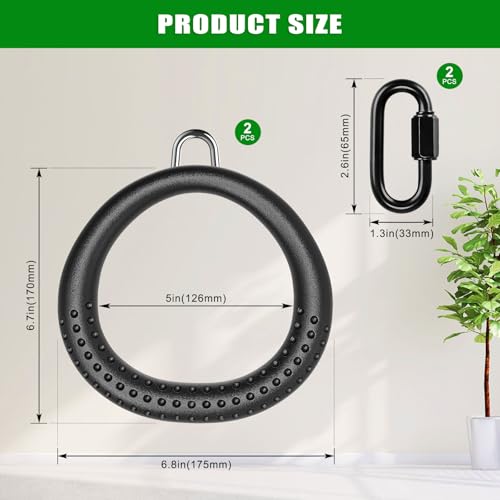 SELEWARE Trapeze Swing Rings, Non-Slip Gymnastic Rings Pull Up Exercise Rings for Home Gym Playground Ninja Warrior Obstacle Course Training Workout - color: 2-pack Trapeze Rings