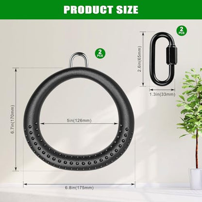 SELEWARE Trapeze Swing Rings, Non-Slip Gymnastic Rings Pull Up Exercise Rings for Home Gym Playground Ninja Warrior Obstacle Course Training Workout - color: 2-pack Trapeze Rings