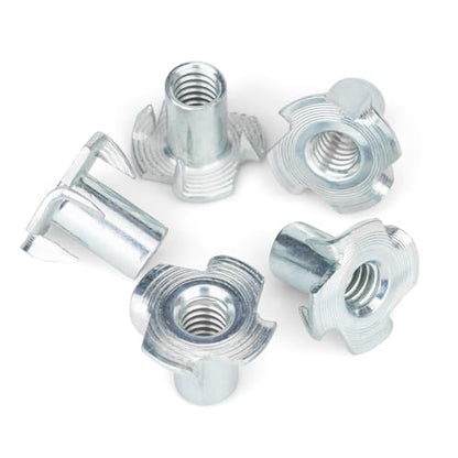 50pcs 1/4"-20 T-Nuts, Zinc-Plated Steel 9/16" Barrel Length | Corrosion Resistant, 4-Pronged Tee Nut for Wood, Rock Climbing Holds, Cabinetry - size: 1/4"-20 50pcs 9/16"long