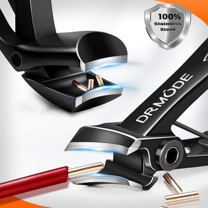 Toenail Clippers for Seniors Thick Toenails, Slanted Large Nail Clippers for Men Thick Ingrown Nails with Wide Opening, Heavy Duty Angled Head Nail Clipper Cutter with Catcher -Black - style: Slanted Wide Opening & Angled Head