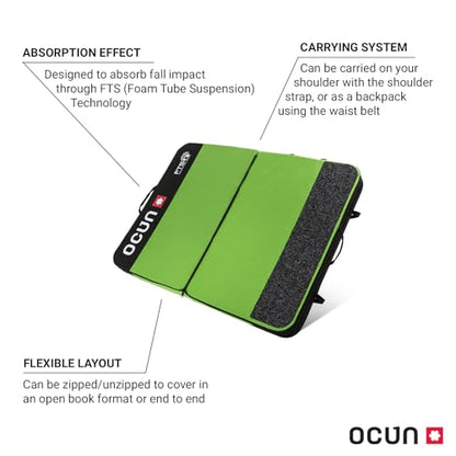 Ocun Moonwalk FTS Crash Pad, Compact Bouldering Safety Fall Pad for Rock Climbing
