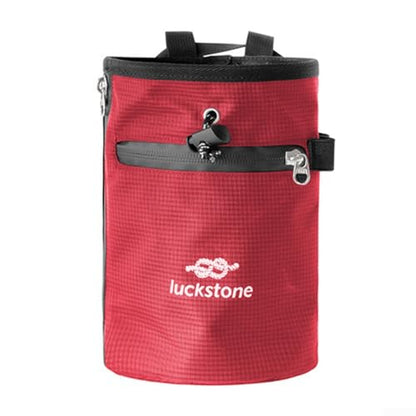 Climbing Chalk Bag for Rock Climbing and Weightlifting, Anti-Leak Drawstring Magnesium Powder Bag with Dual Pockets, Adjustable Waist Belt for Gym Bouldering - size: Red