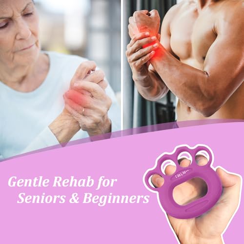 3 Pack Finger Exerciser & Hand Grip Strengthener, 3 Resistance Levels (20–50 lbs), Ergonomic Silicone Hand Strengthener for Rehab, Arthritis & Therapy, Ideal for Musicians, Climbers, Seniors