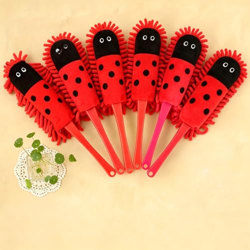 Nylon Hand Cleaning Brush Extendable Soft Handle for Home Fan,Red | Mini Cartoon Patterns Hand Cleaning Brush Extendable Soft Handle for Home Ceiling Fan,13.8In