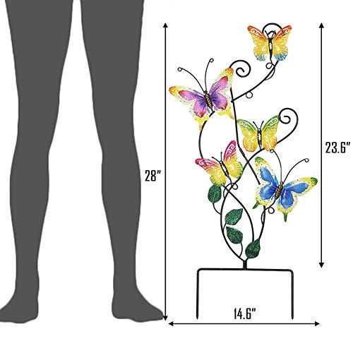 Juegoal 28 Inch Butterfly Garden Stake Decor Metal Wall Art Decoration, Mothers Day Ideal Gifts for Mom, Yard Outdoor Ornaments - style: Butterfly