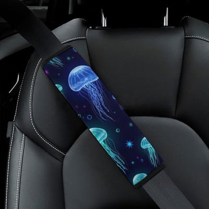 1 Pair Fantasy Purple Beautiful Jellyfish Star Print Car Seat Straps Shoulder Pads Soft Padded Harness Pads Strap for Adult Use, Stroller Pushchair High Chair, Comfortable Driving - color: Pattern 9