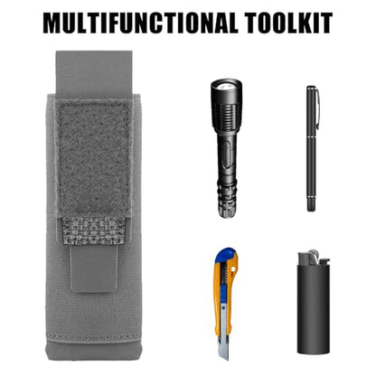 Tactical Flashlight Holster, Molle Flashlight Torch Pouch, Vertical Small Tool Bag Organizer for Camping Hiking Climbing Backpack Belt - color: Green