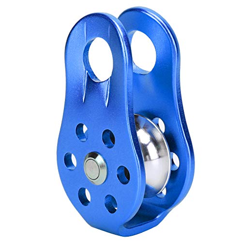 20KN Small Rope Pulley, Rock Climbing Pulley with Ball Bearings for Rock Climbing, Traction, Transportation, and More - color: Blue
