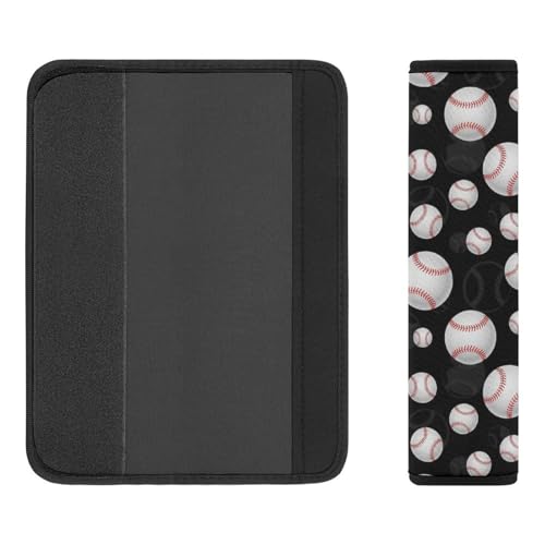 2PCS Black Baseball Car Seat Belt Pad Breathable Shoulder Protector for Girls and Boys, Most Cars, Anti-Slip Pad - color: Pattern 1243