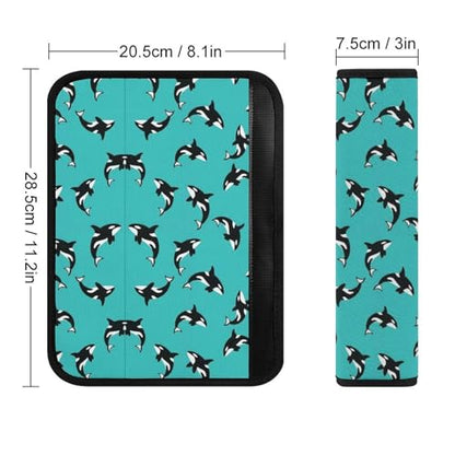 2 Pack Killer Whale Mint Green Car Seat Belt Pad Soft Padded Automotive Seat Belt Protector for Child, Stroller Pushchair High Chair, Shock Absorption - color: Pattern 1069