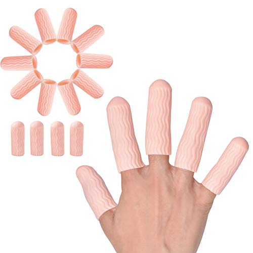 Finger Cots, Gel Finger Tips Protector, Finger Covers (14PCS, L size), New Material (Latex-Free), Finger Sleeves Great for Finger Cracking, Dermatitis, Psoriasis, Hand Eczema and More. - color: Beige