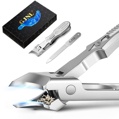 Ingrown Toenail Clippers - Wide Jaw Opening Anti-Splash Slanted Nail Clippers with Catcher, Heavy Duty Ingrown Toenail Clippers Nail Cutters, Ultra Sharp Slanted Nail Clippers with Long Handle - color: Sliver Slanted Nail Clippers