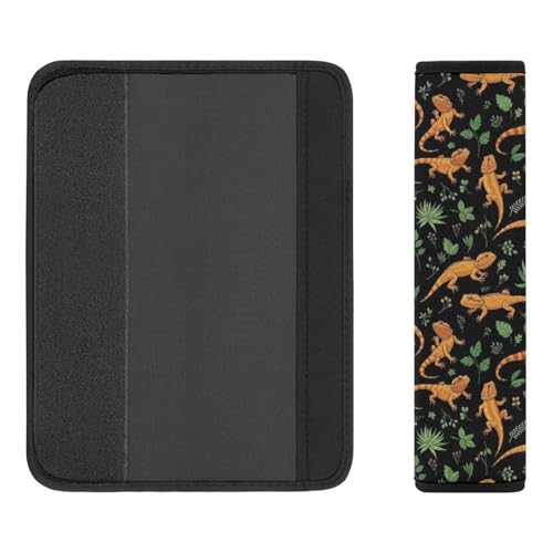 1 Pair Universal Soft and Comfortable Seat Belt Shoulder Pad for Adult Use, Stroller Pushchair High Chair, Bearded Dragon Black Green Leaves Neck Strap Covers, Anti-Slip Pad - color: Pattern 1042
