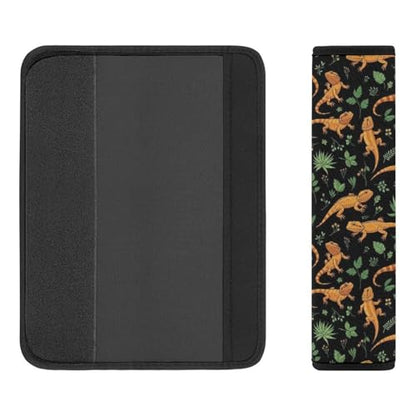 1 Pair Universal Soft and Comfortable Seat Belt Shoulder Pad for Adult Use, Stroller Pushchair High Chair, Bearded Dragon Black Green Leaves Neck Strap Covers, Anti-Slip Pad - color: Pattern 1042