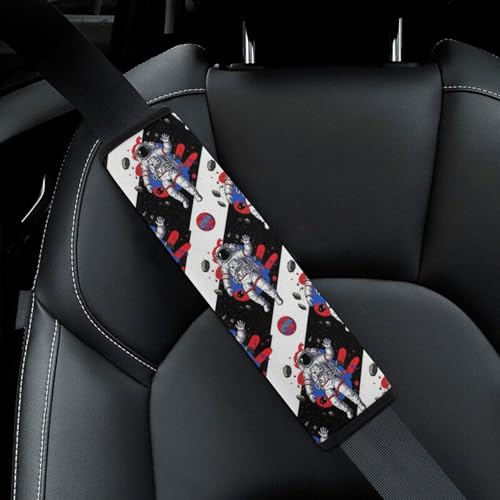 Universal Soft and Comfortable Seat Belt Shoulder Pad for Adult Use, Most Cars, 1 Pair Astronaut Space Astronaut Harness Pads Strap Anti-Slip Pad - color: Pattern 682