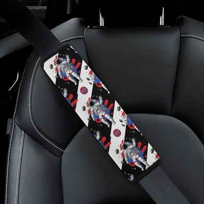 Universal Soft and Comfortable Seat Belt Shoulder Pad for Adult Use, Most Cars, 1 Pair Astronaut Space Astronaut Harness Pads Strap Anti-Slip Pad - color: Pattern 682