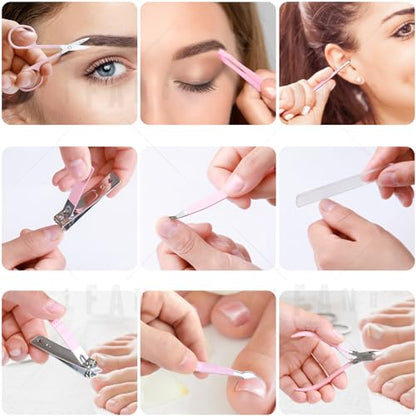 Manicure Set Pedicure Kit Nail Clippers Set Fingernail Clipper Set Ingrown Toenail Nail Kit Scissor Nail Trimmer Kit 15 Pieces Travel Nail Kit Care Grooming Tools with Fine Case Fine GIF (Pink_15in1) - color: Pink_15 in 1
