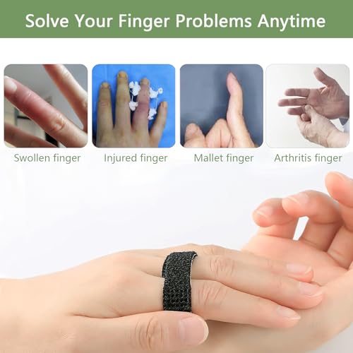 14 Pack Buddy Straps for Fingers Buddy Loops Hook-and-Loop Finger Support for Injured, Jammed, Mallet, Trigger Finger - Adjustable & Reusable - color: Black -14 pack