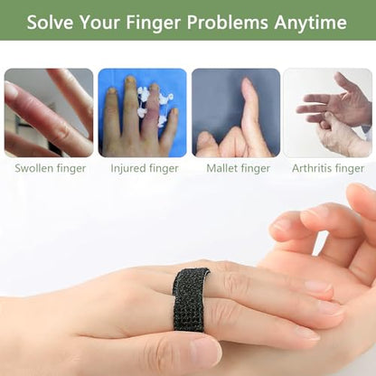 14 Pack Buddy Straps for Fingers Buddy Loops Hook-and-Loop Finger Support for Injured, Jammed, Mallet, Trigger Finger - Adjustable & Reusable - color: Black -14 pack