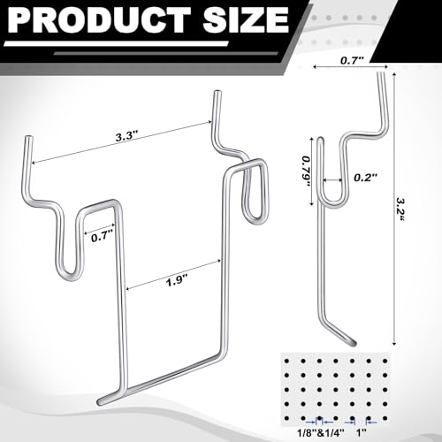 Tandefio 12 Pcs Pegboard Bin Hooks Metal U Hook Heavy Duty Peg Board Hangers for Hanging Tool Display Organizer Accessories for 1/8 Inch and 1/4 Inch Pegboard or Slatwall Room Office Kitchen Workshop