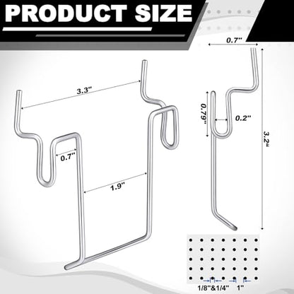 Tandefio 12 Pcs Pegboard Bin Hooks Metal U Hook Heavy Duty Peg Board Hangers for Hanging Tool Display Organizer Accessories for 1/8 Inch and 1/4 Inch Pegboard or Slatwall Room Office Kitchen Workshop