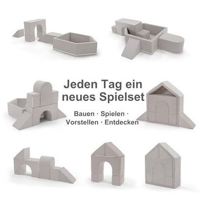Zedachica 8-Piece Soft Foam Climbing Blocks for Crawling Climbing and Sliding,Toddler Climbing Toys Indoor,Foam Play Gym,Modular Play Set for 2+ Years,Grey - color: Grey
