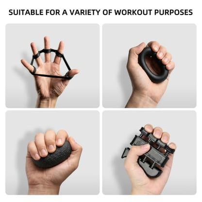 Hand Grip Strengthener Set Resistance Gripper for Forearm Training Adjustable Carpal Tunnel Rehab, Climbing, Weightlifting - color: Black