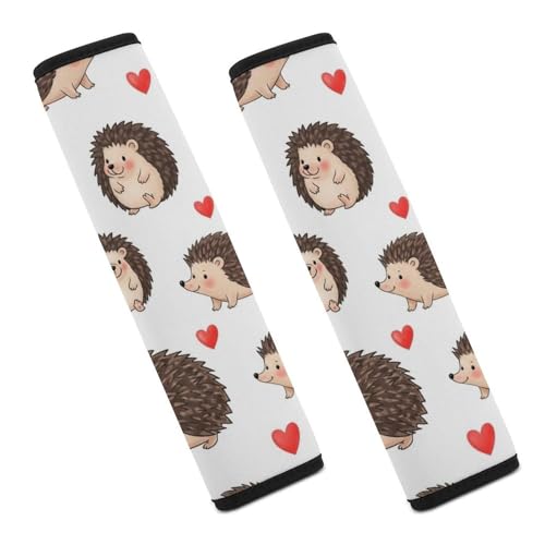 1 Pair Universal Soft and Comfortable Seat Belt Shoulder Pad for Kids, Stroller Pushchair High Chair, Cute Hedgehog Pink Hearts Shoulder Protector, Anti-Slip Pad - color: Pattern 648