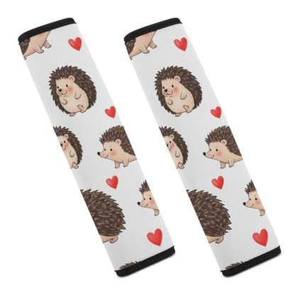 1 Pair Universal Soft and Comfortable Seat Belt Shoulder Pad for Kids, Stroller Pushchair High Chair, Cute Hedgehog Pink Hearts Shoulder Protector, Anti-Slip Pad - color: Pattern 648
